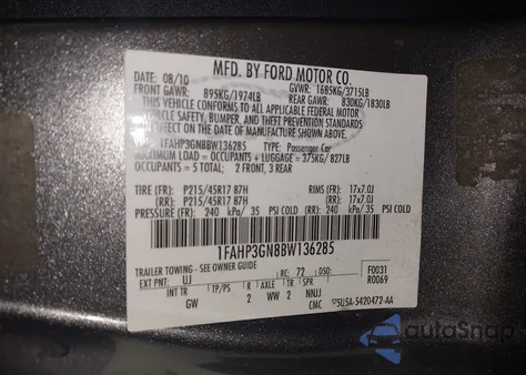 2011 Ford Focus Ses z USA, uszkodzony, nr VIN 1FAHP3GN8BW136285